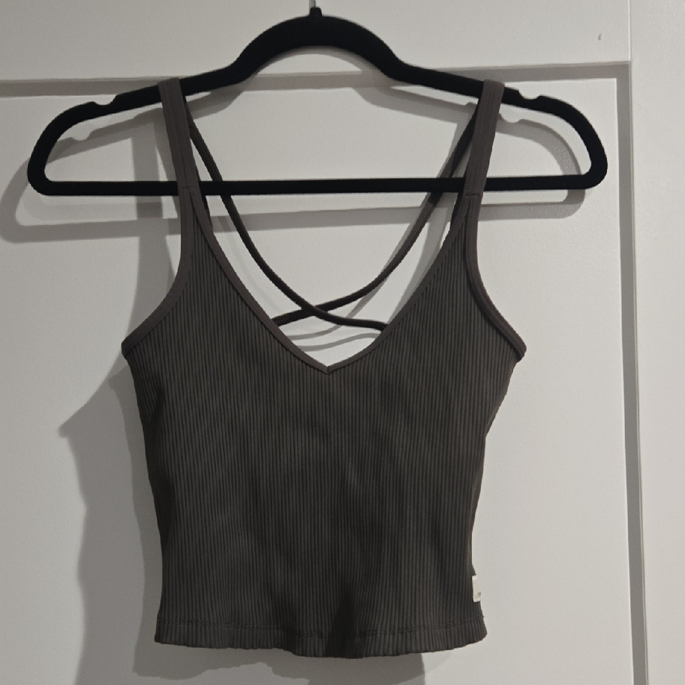 Vuori Ribbed Strappy Tank- OLIVE GREEN
